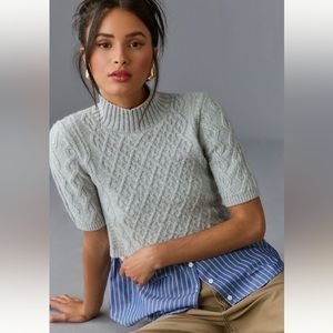 Anthropology Maeve Melinda Cable Short-Sleeve
Twofer Sweater 1X